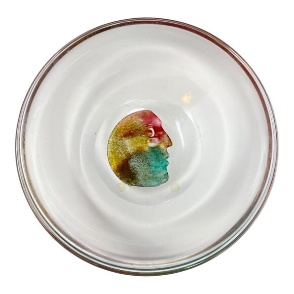 KOSTA BODA Bertil Vallien Face in Bottom Glass Bowl #59280 Signed